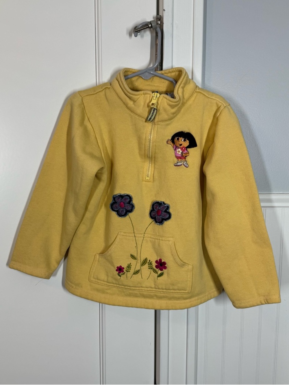 Vintage Y2k Nickelodeon Dora The Explorer Yellow Quarter Zip Sweatshirt Size 6‎